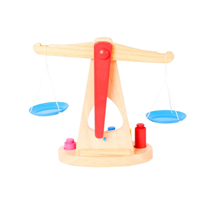 WOODEN BALANCE SCALE Toy Cultivate Logic Math Balance Scale Toy For ...