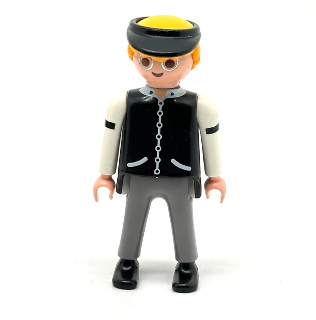 Personnage Playmobil Homme Team Boss - Gilet Noir, Pantalon Rouge, Voiture De Course 3738, Occasion
