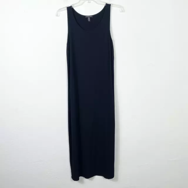 Eileen Fisher Solid Black Sleeveless Maxi Dress Size Medium Petite