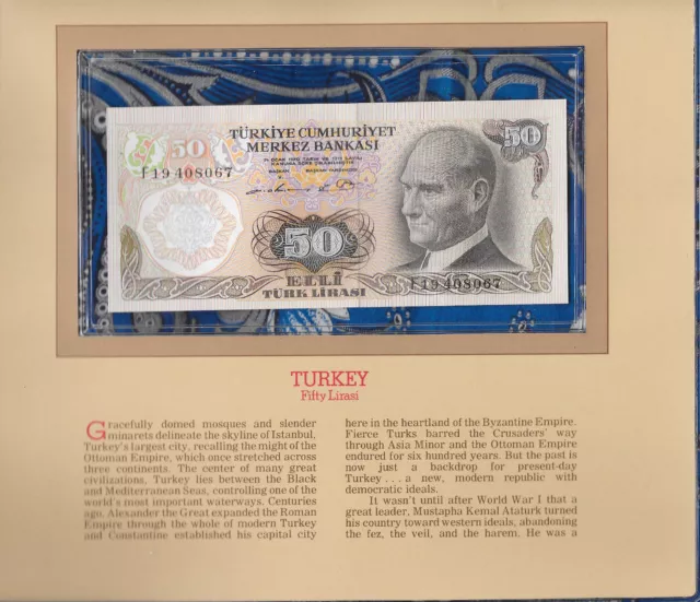 Most Treasured Banknotes Turkey 50 Lira 1970 UNC P 188 UNC Birthday F19408067