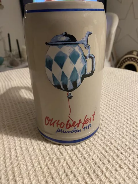 Bierkrug, Maßkrug, Oktoberfest 1980, Retro, Vintage, Rarität, 1 Liter