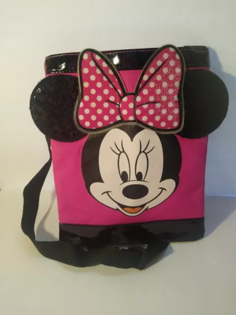 Disney Minnie Mouse Small Crossbody Bag Pink Polka Dot Bow Strap Purse