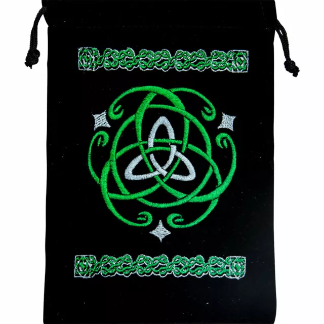- Triquetra Embroidered Velveteen Bag for Tarot Runes Gems Wiccan Pagan