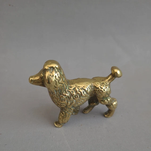 Vintage Brass Model of a Poodle, 7cm long 5 CM Wide