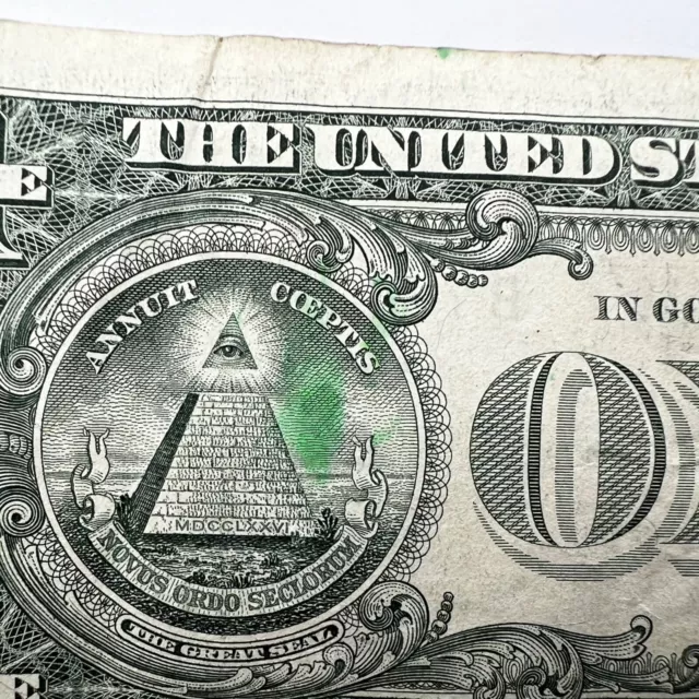 One Dollar ($1) Bill Note, Ink Smear Error, Series 2013, Federal Reserve, B2