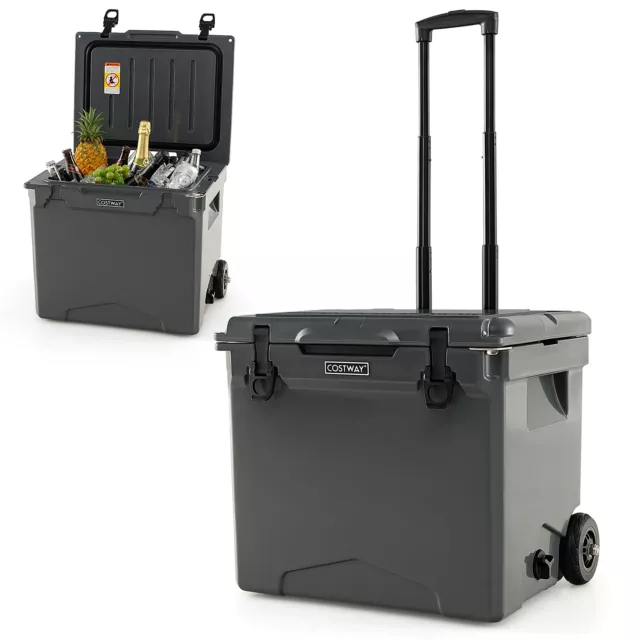 40L Hard Cooler with Wheels and Handle Portable Rotomolded Ice Chest for Picnic