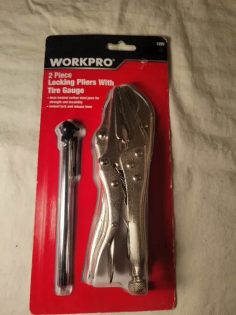 NEW Workpro 3 piece set locking pliers("vise grips")6.5" and 7" with tire guage