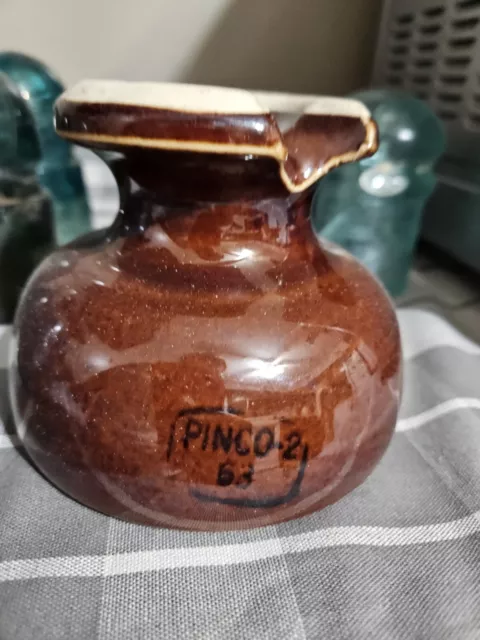 Vintage 4" Large Pinco '63 High Voltage Brown Ceramic Porcelain Insulator