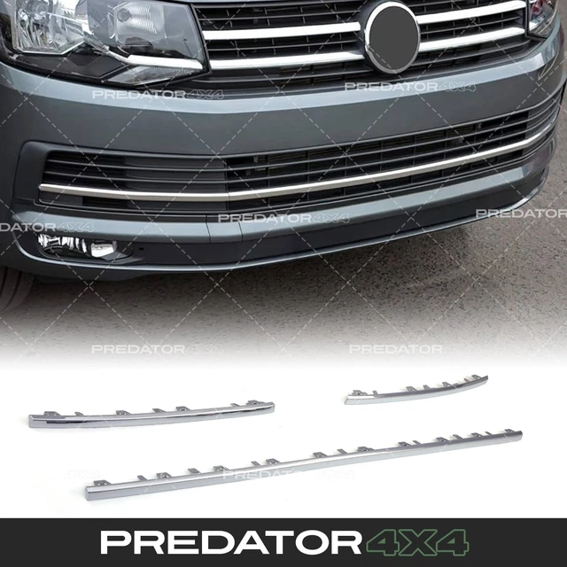3 Piece Chrome Front Bumper Grille Grill Trim For Vw Transporter T6 16-19