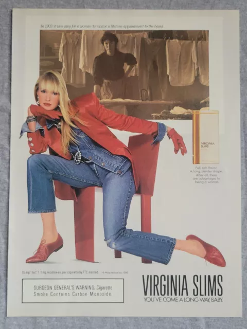 1990 Magazine Advertisement Page Virginia Slims Cigarettes Cute Woman Print Ad