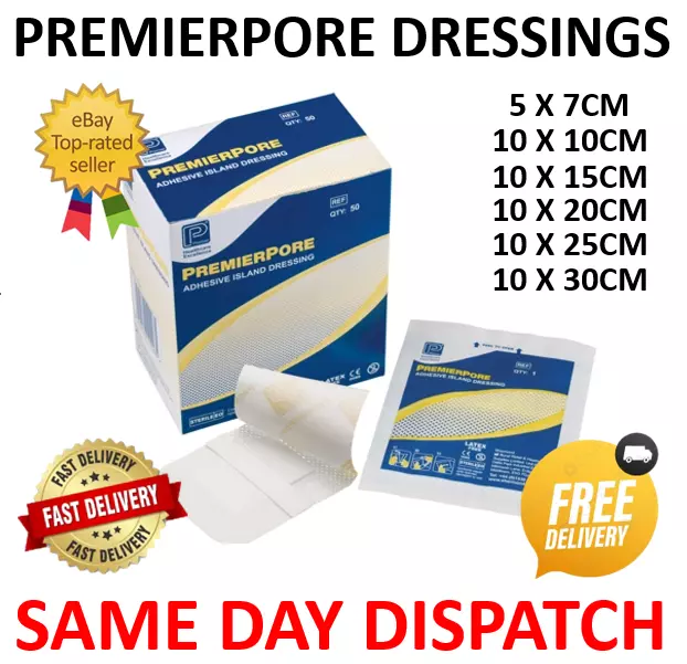 Premierpore Adhesive Sterile Wound Dressings First Aid Plasters For Cuts & Burns