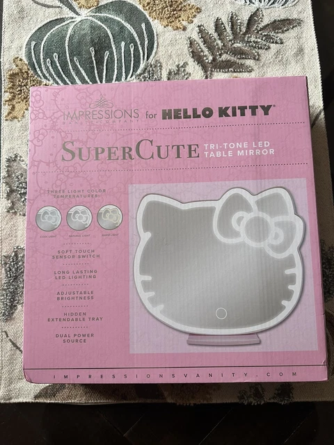 Hello Kitty Sanrio Impresiones Vanidad LED Maquillaje Mesa Top Espejo Difícil de encontrar Nuevo