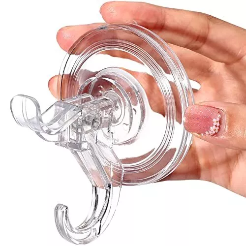 Clear Plastic Suction Cup Hooks Heavy Duty Waterproof Wall Hooks, 3 Pack