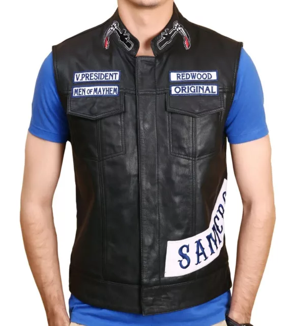 Charlie Hunnam Sons of Anarchy Jax Teller Biker Leather Vest Free Shipping 2