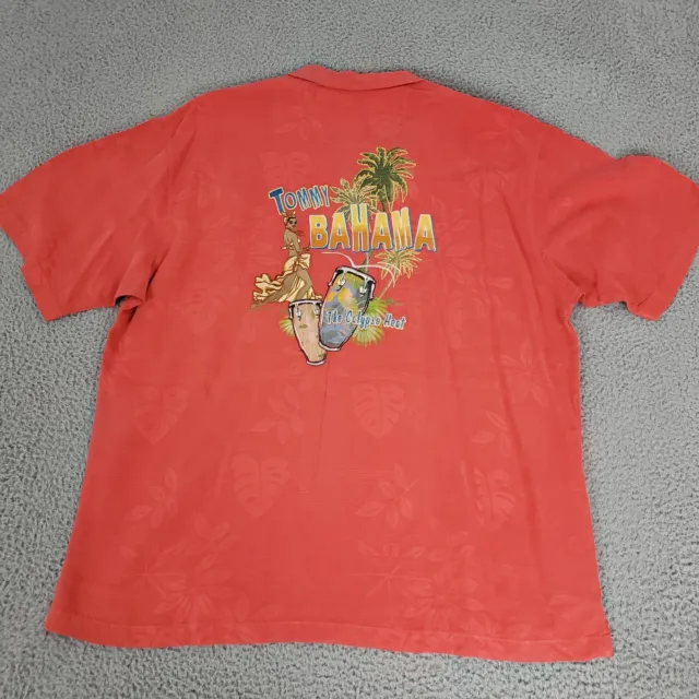 Tommy Bahama Shirt Mens Extra Large Red Silk Hawaiian Camp XL Embroidered Beach