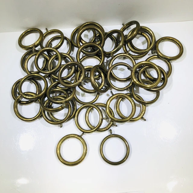 Lot of 43 Vintage All Brass Curtain Rings 1-1/2" I.D. by 1-7/8" O.D.