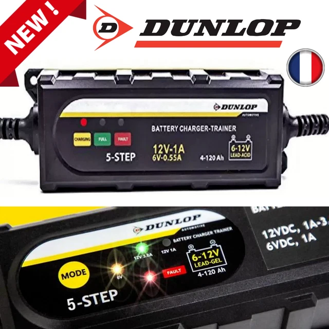 CHARGEUR DE BATTERIE VOITURE AUTO/MOTO 6 et 12 VOLTS DUNLOP MAINTIEN CHARGE