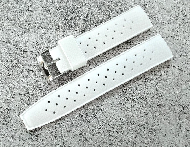 Cinturino Orologio Premium Gomma Silicone Tropicale Retro Divers Impermeabile 22mm Bianco