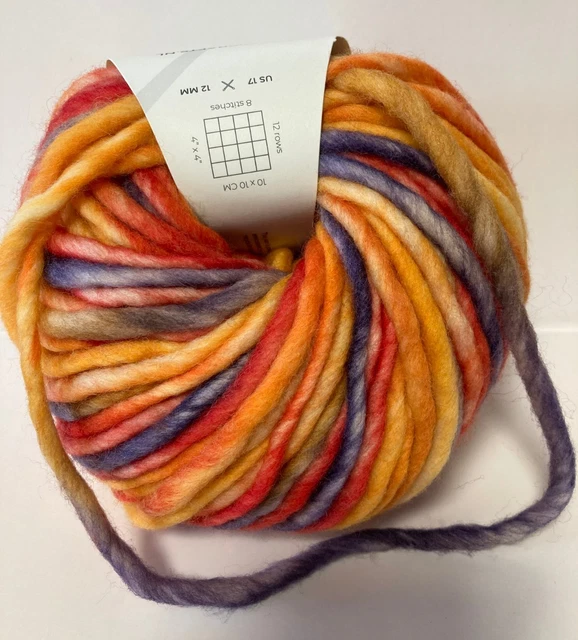 Lot De 5 Pelotes De Laine Portugaise Pure - Grosse Laine Couleur Changeante Orange/violet