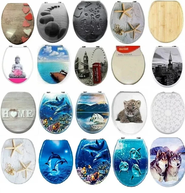 thumbnail image 2 of Novelty 3D Printed MDF Wooden Toilet Seat – Stainless Steel Hinges – Various Designs 2 of 6