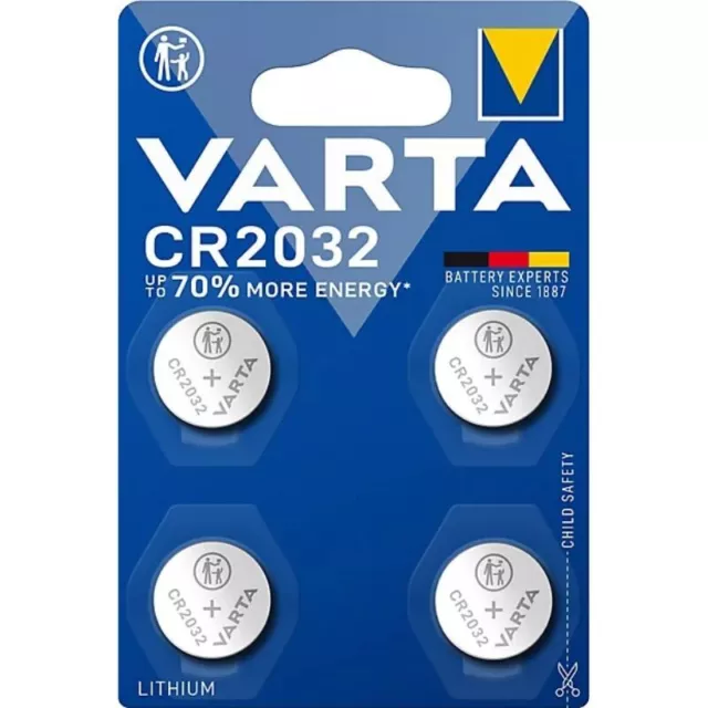 Pile CR2032 Varta lot de 4 piles bouton lithium 3V BR2032 DL2032 ECR2032