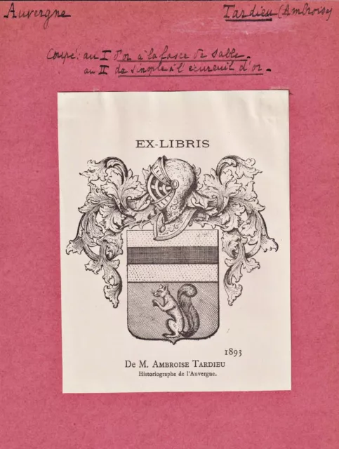 Ambroise Tardieu Auvergne Ex-libris blason Wappen armorial bookplate