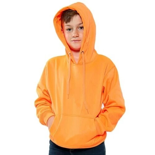 Bambine Ragazzi Felpa Top Tinta Unita Arancione Neon con Cappuccio Maglioni 2-13