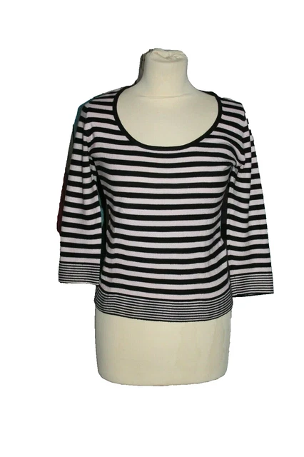 Haut Femme Promod Taille 48 - Blanc à Rayures Points Et Cœurs - Manches 3/4