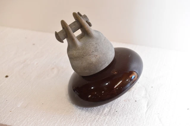 Vintage Antique Porcelain Large Insulator BTC Brown 6" 5LBS 1957 - 14.9.1
