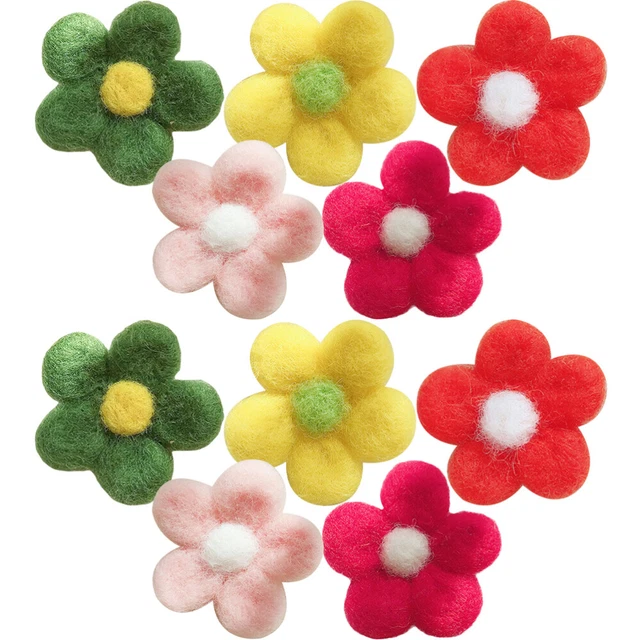 10 Pcs Blumenornamente Aus Filz Zubehör Für Haargummis Vliesstoff Haarnadel