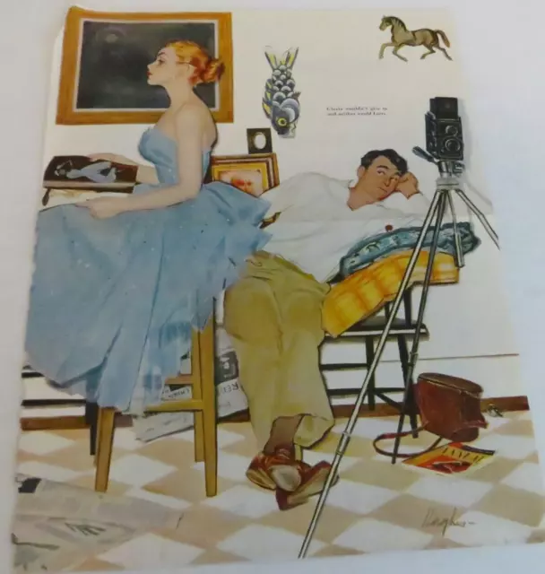 George Hughes Artist Illustration Magazine Clipping Man Woman Camera Blue Dress