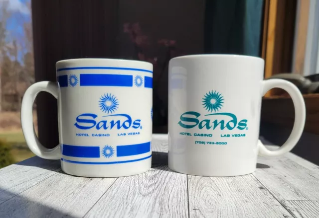 2 Vintage SANDS HOTEL & CASINO Las Vegas Souvenir Collectible Coffee Mugs Retro