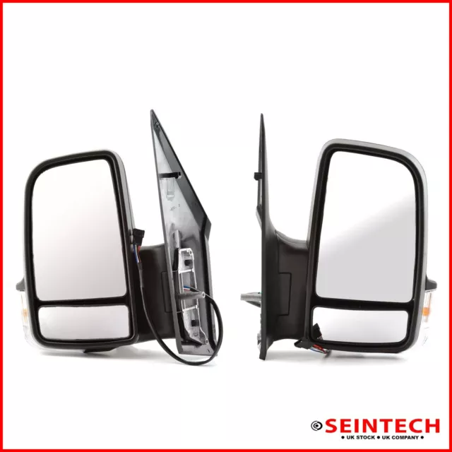 Mercedes Sprinter Full Door Wing Mirror Manual Black Short Arm PAIR N/S O/S 06+