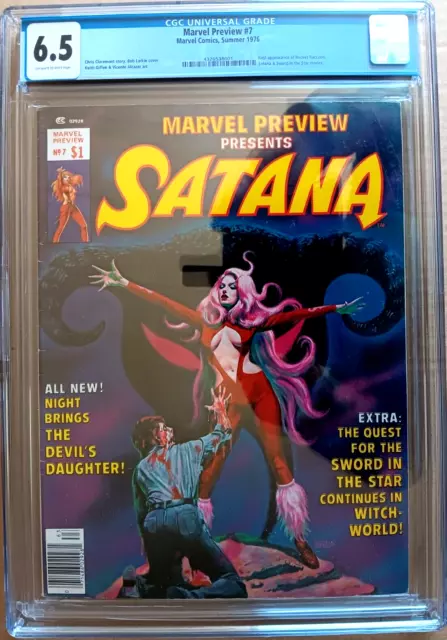 MARVEL PREVIEW #7 CGC 6.5 OW-W 1976 CLAREMONT & Giffen 1st ROCKET RACOON. SATANA