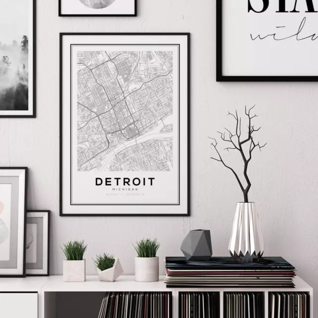 Detroit Michigan Map poster Choose your Size