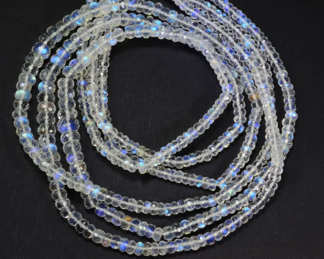 Super Fine Quality AA+ Grade Rainbow Moonstone faceted gemstone Loose Beads 5"