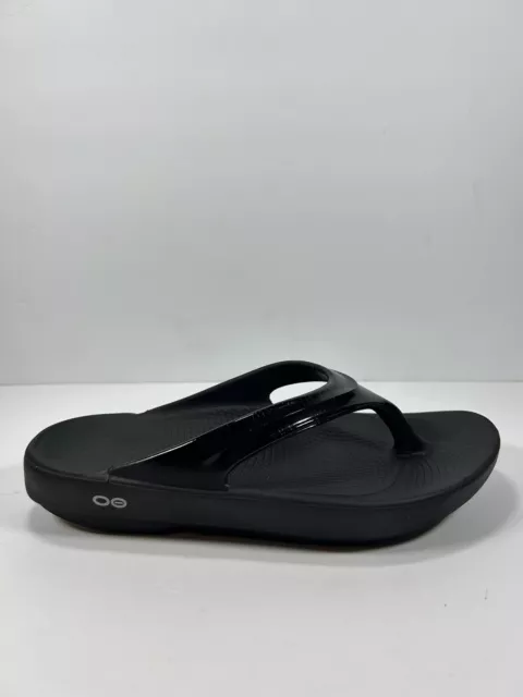 Oofos Oolala Thong Sandals Black Rubber Comfort Flip Flops Women’s Size 10 EU 41