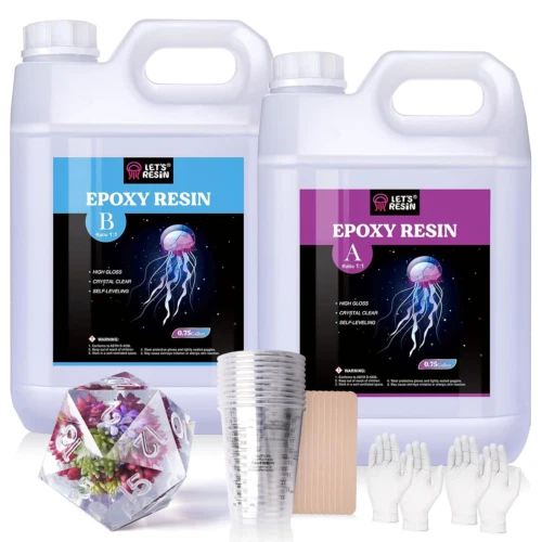 Kit epoxi de resina LET'S RESIN, 1,5 galones/5,6 L sin burbujas y galón de cristal