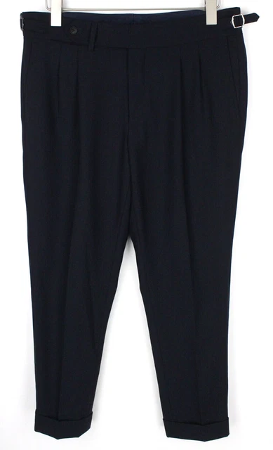 Pantalon Habillé Suitsupply Braddon - Taille UK 50S (W43) - Laine Rayée Bleue - Coupe Conique - Occasion Très Bon état