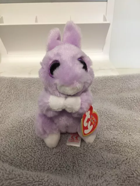 New w/tags Ty Basket Beanie - April Purple Bunny 4”