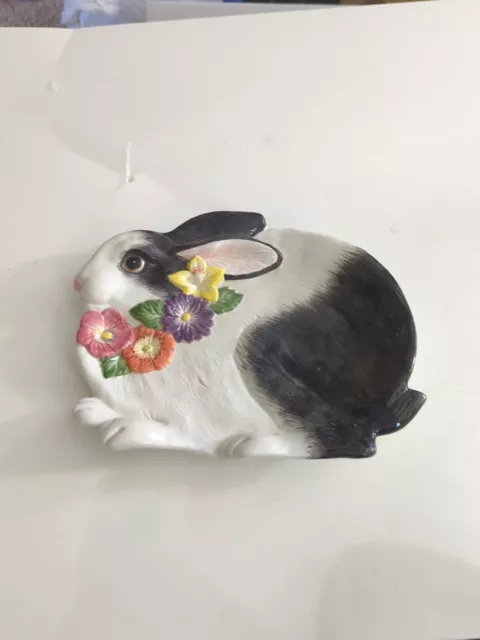 1995 Retired Vtg Fitz and Floyd Omnibus Bunny Rabbit Plate Easter Ceramic