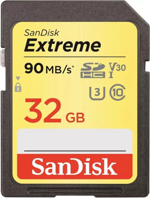 Carte mémoire SDHC SanDisk Extreme 32 Go jusqu'à 90 Mo/s, classe 10, U3, V30