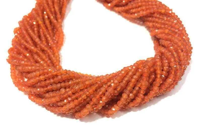 AAA Cornaline Facettes Rondelle 2-2.5mm Perles 13" Strand Cornaline...