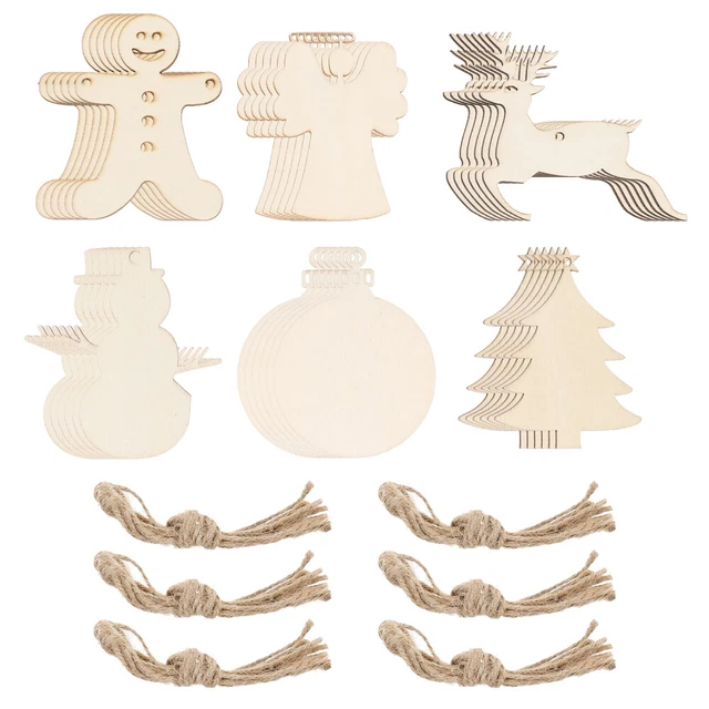30 piezas Navidad Rebanadas de madera Chips Formados Adornos Colgantes