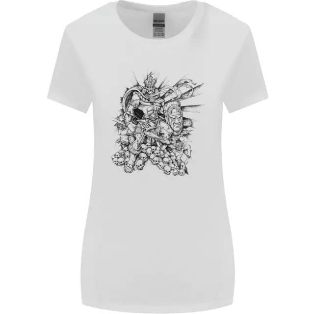 T-shirt donna taglio più largo Inca Warrior Skull Gym arti marziali MMA Axe