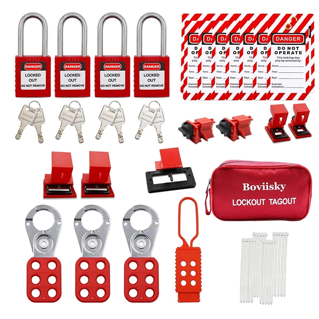 sky Lockout Tagout Kit with Red Safety Padlocks, Hasps Set, Loto Tags, Cla ☑️