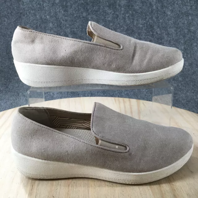 Fitflop Shoes Womens 8 Beige Slip on Sneaker Beige Canvas Casual Comfort Low Top