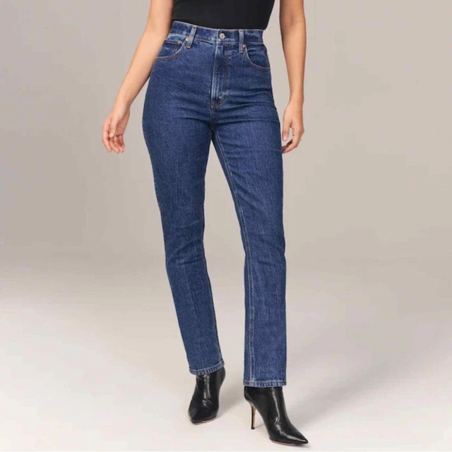 Abercrombie & Fitch The 90’s Straight Ultra High Rise Denim Jean Dark Wash
