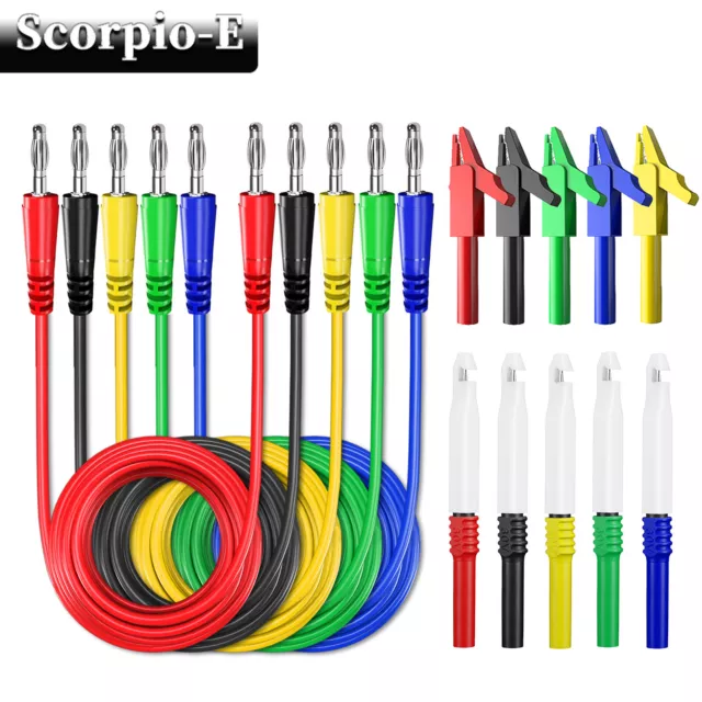 4mm Banana Plug Multimeter Test Lead Kit with Alligator Clip Wire Piercing Probe