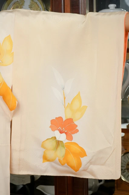 Dear Vanilla Japanese Silk Kimono Women's Robe Gown Authentic Japan Vintage Mint 6